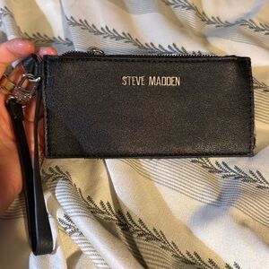 Steve Madden Black Leather Wristlet